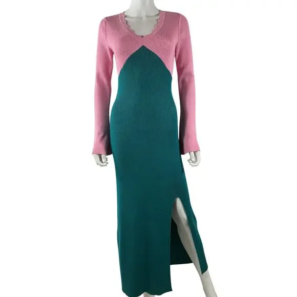 Olivia Rubin Colorblock Aquamarine And Rose Reese Dress Size S
